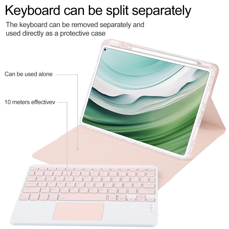 For Huawei MatePad Pro 11 2024 / 2022 Square Button Bluetooth Keyboard Rotatable Holder Leather Case with Touchpad(Rose Gold) - Huawei Keyboard by buy2fix | Online Shopping UK | buy2fix