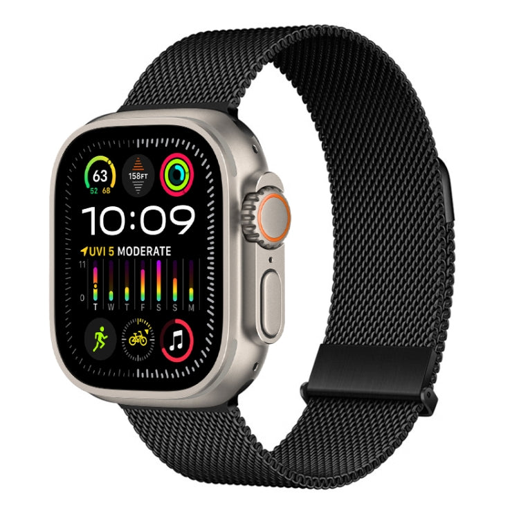 For Apple Watch Ultra 49mm ZGA Milanese Magnetic Metal Watch Band(Black) - Watch Bands by ZGA | Online Shopping UK | buy2fix