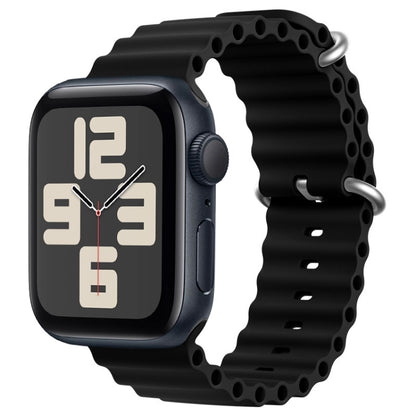 For Apple Watch SE 2023 44mm ZGA Ocean Silicone Watch Band(Black) - Watch Bands by ZGA | Online Shopping UK | buy2fix