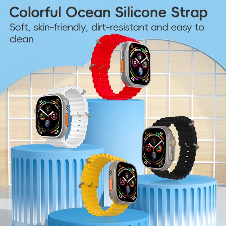 For Apple Watch Series 9 45mm ZGA Ocean Silicone Watch Band(Black) - Watch Bands by ZGA | Online Shopping UK | buy2fix