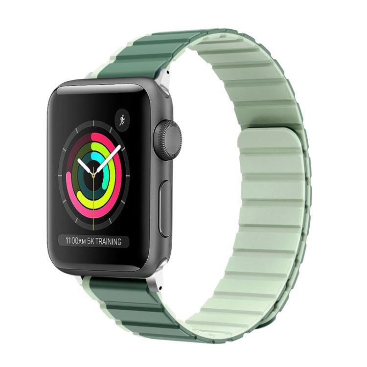 For Apple Watch 42mm ZGA Two Color Magnetic Silicone Watch Band(Dark Green+Light Green) - Watch Bands by ZGA | Online Shopping UK | buy2fix