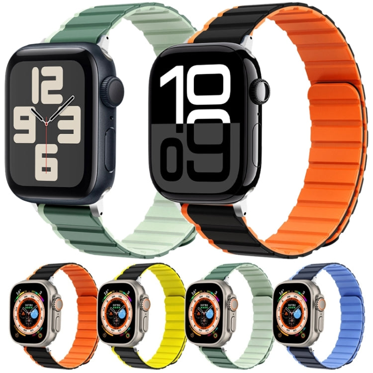 For Apple Watch Series 9 45mm ZGA Two Color Magnetic Silicone Watch Band(Black+Orange) - Watch Bands by ZGA | Online Shopping UK | buy2fix