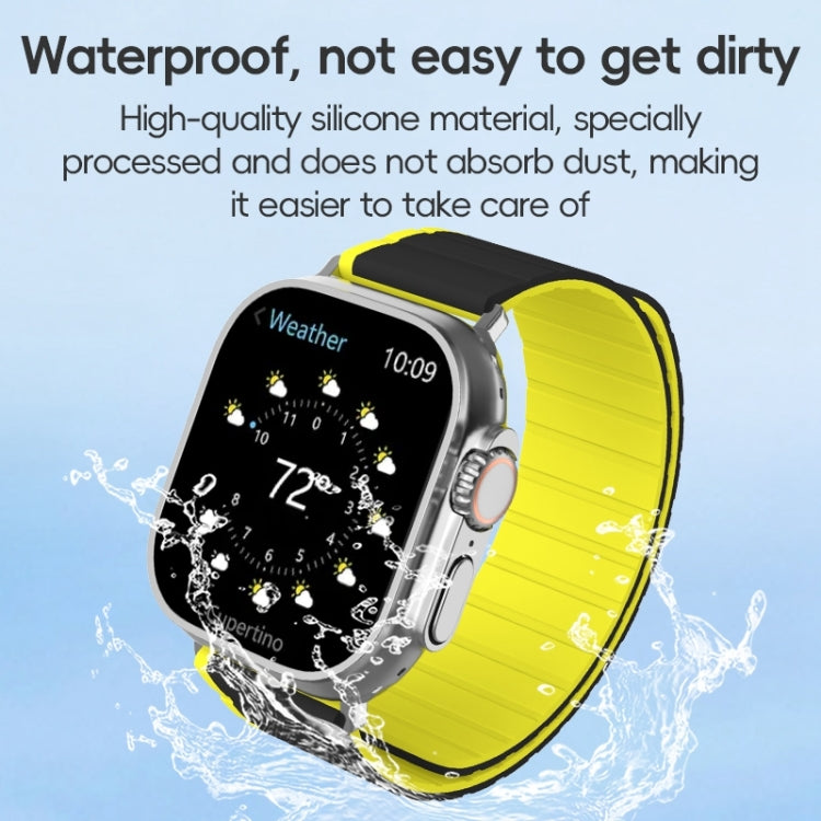 For Apple Watch 42mm ZGA Two Color Magnetic Silicone Watch Band(Grey+Yellow) - Watch Bands by ZGA | Online Shopping UK | buy2fix