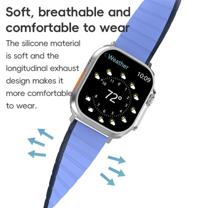 For Apple Watch Series 3 42mm ZGA Two Color Magnetic Silicone Watch Band(Dark Blue+Light Blue) - Watch Bands by ZGA | Online Shopping UK | buy2fix