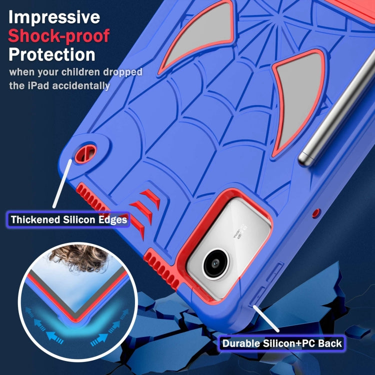 For Lenovo Tab M11/ Xiaoxin Pad 11 2024 Fold-Holder Spider Silicone Hybrid PC Tablet Case(Blue Red) - Lenovo by buy2fix | Online Shopping UK | buy2fix