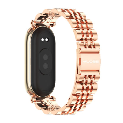 For Xiaomi Mi Band 8 / 9 / 9 NFC Mijobs GT4 Seven Beads Metal Watch Band(Rose Gold) - Watch Bands by MIJOBS | Online Shopping UK | buy2fix