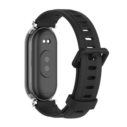 For Xiaomi Mi Band 8 / 9 / 9 NFC Mijobs GT4 Flat Hole Silicone Watch Band(Black Silver) - Watch Bands by MIJOBS | Online Shopping UK | buy2fix