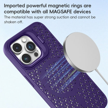 For iPhone 11 Pro Max Hollow Cooling Lens Holder MagSafe Magnetic TPU Phone Case(Purple) - iPhone 11 Pro Max Cases by buy2fix | Online Shopping UK | buy2fix