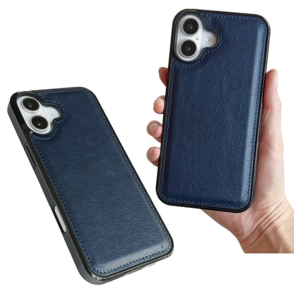 For iPhone 16 Cowhide Texture Back Cover Phone Case(Royal Blue) - iPhone 16 Cases by buy2fix | Online Shopping UK | buy2fix