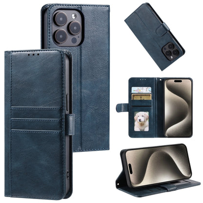 For iPhone 16 Pro Simple 6-Card Wallet Leather Phone Case(Navy Blue) - iPhone 16 Pro Cases by buy2fix | Online Shopping UK | buy2fix