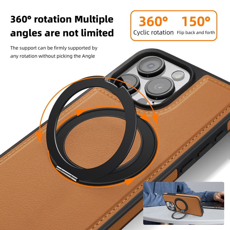 For iPhone 14 Pro Yashi 360 Degree Rotating MagSafe Bracket Phone Case(Brown) - iPhone 14 Pro Cases by buy2fix | Online Shopping UK | buy2fix