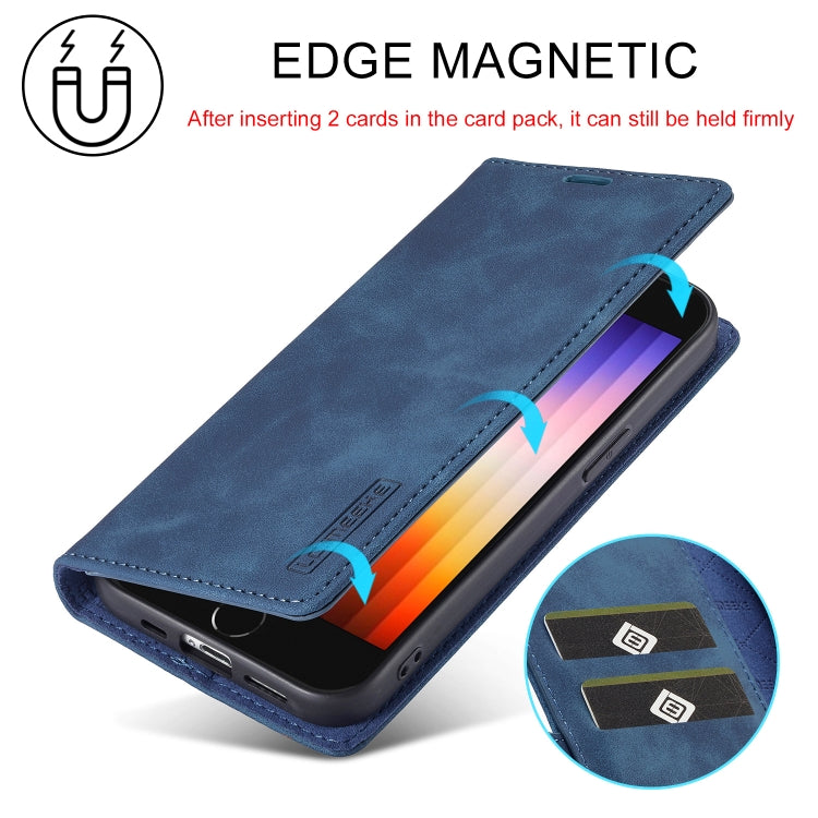 For iPhone 16e LC.IMEEKE Strong Magnetism Microfiber Leather Phone Case(Blue) - iPhone 16e Cases by LC.IMEEKE | Online Shopping UK | buy2fix