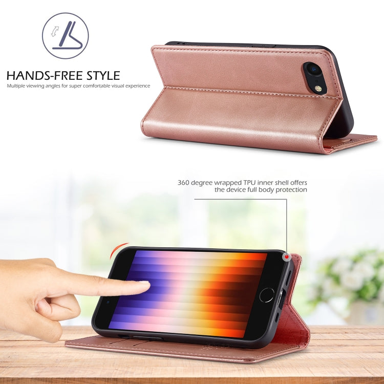 For iPhone 16e LC.IMEEKE Strong Magnetism Microfiber Leather Phone Case(Rose Gold) - iPhone 16e Cases by LC.IMEEKE | Online Shopping UK | buy2fix