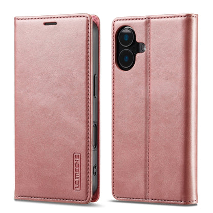 For iPhone 16 LC.IMEEKE Strong Magnetism Microfiber Leather Phone Case(Rose Gold) - iPhone 16 Cases by LC.IMEEKE | Online Shopping UK | buy2fix