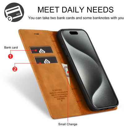 For iPhone 16 Pro LC.IMEEKE Strong Magnetism Microfiber Leather Phone Case(Brown) - iPhone 16 Pro Cases by LC.IMEEKE | Online Shopping UK | buy2fix