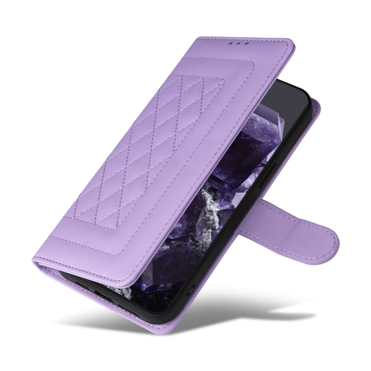 For Google Pixel 9 Pro Diamond Lattice Leather Flip Phone Case(Light Purple) - Google Cases by buy2fix | Online Shopping UK | buy2fix