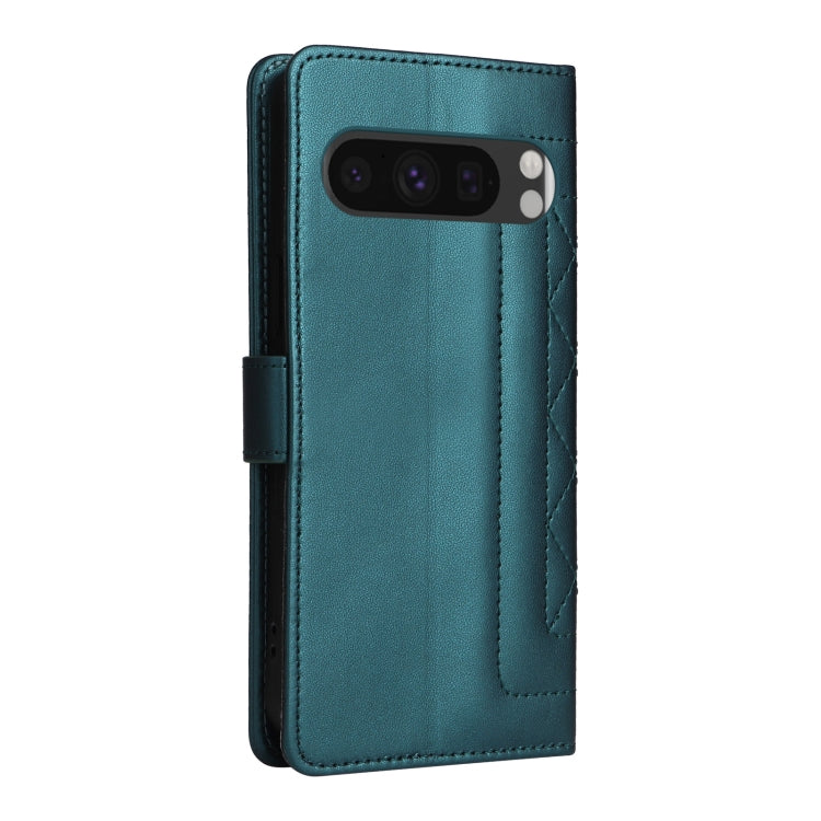 For Google Pixel 9 Pro Diamond Lattice Leather Flip Phone Case(Green) - Google Cases by buy2fix | Online Shopping UK | buy2fix