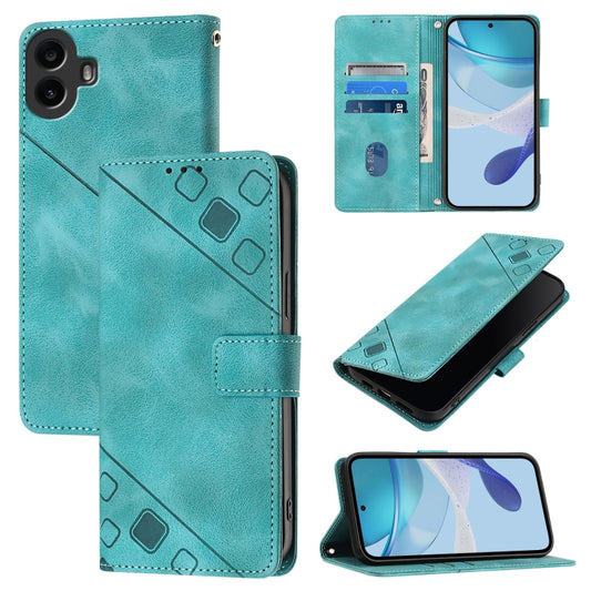 For Nothing CMF Phone 1 Skin-feel Embossed Leather Phone Case(Green) - More Brand by buy2fix | Online Shopping UK | buy2fix