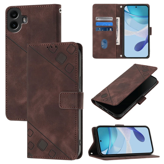 For Nothing CMF Phone 1 Skin-feel Embossed Leather Phone Case(Brown) - More Brand by buy2fix | Online Shopping UK | buy2fix