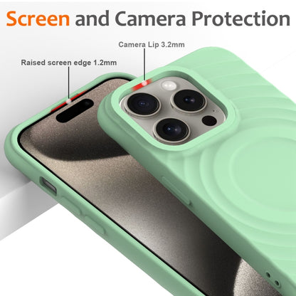 For iPhone 14 Pro Max Wave Texture MagSafe Magnetic Liquid Silicone Phone Case(Green) - iPhone 14 Pro Max Cases by buy2fix | Online Shopping UK | buy2fix