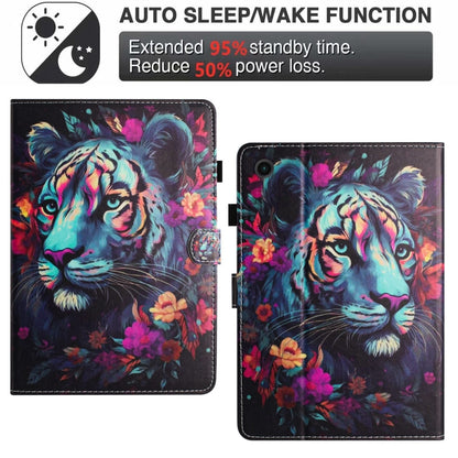 For Samsung Galaxy Tab A9+ Painted Litchi Leather Sewing Smart Tablet Case(Tiger) - Galaxy Tab A9+ by buy2fix | Online Shopping UK | buy2fix