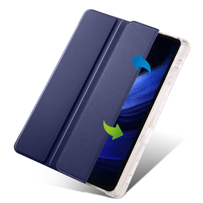 For iPad Pro 13 2024 3-fold Clear TPU Smart Leather Tablet Case with Pen Slot(Dark Blue) - iPad Pro 13 2024 Cases by buy2fix | Online Shopping UK | buy2fix