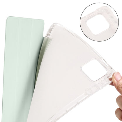 For iPad Pro 11 2024 3-fold Clear TPU Smart Leather Tablet Case with Pen Slot(Light Green) - iPad Pro 11 2024 Cases by buy2fix | Online Shopping UK | buy2fix