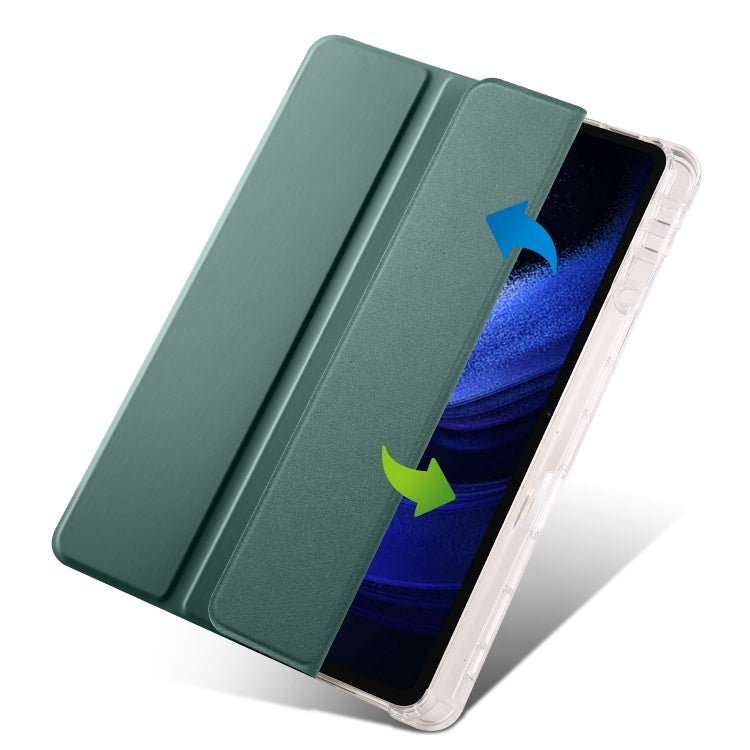 For iPad Air 11 2024 3-fold Clear TPU Smart Leather Tablet Case with Pen Slot(Dark Green) - iPad Air 11 2024 Cases by buy2fix | Online Shopping UK | buy2fix