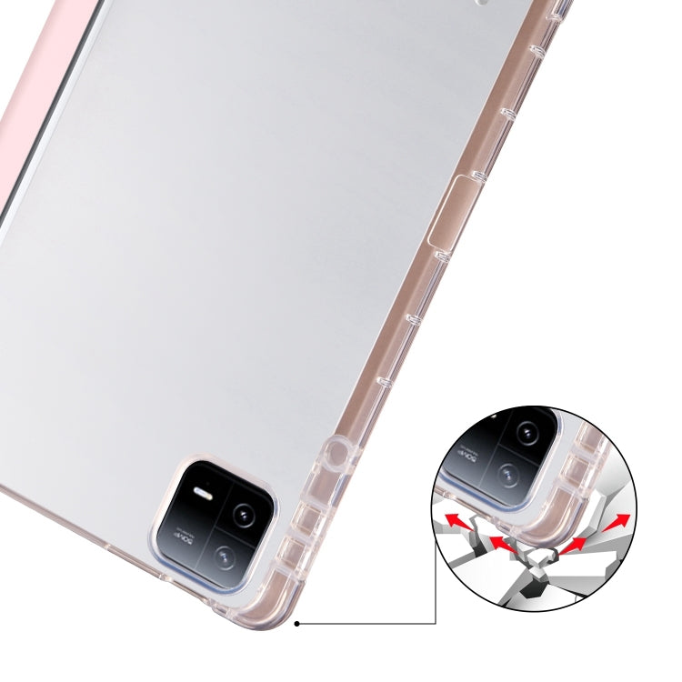 For iPad Air 11 2024 3-fold Clear TPU Smart Leather Tablet Case with Pen Slot(Sand Pink) - iPad Air 11 2024 Cases by buy2fix | Online Shopping UK | buy2fix