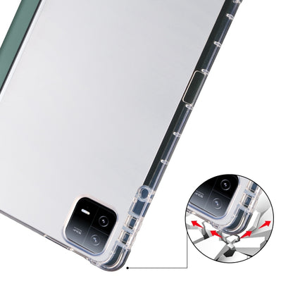 For iPad Air 13 2024 3-fold Clear TPU Smart Leather Tablet Case with Pen Slot(Dark Green) - iPad Air 13 2024 Cases by buy2fix | Online Shopping UK | buy2fix