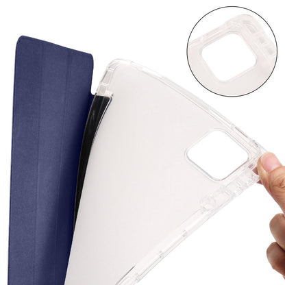 For iPad Air 13 2024 3-fold Clear TPU Smart Leather Tablet Case with Pen Slot(Dark Blue) - iPad Air 13 2024 Cases by buy2fix | Online Shopping UK | buy2fix