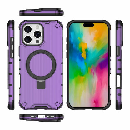 For iPhone 16 Pro Max Grating Holder Shockproof Phone Case(Purple) - iPhone 16 Pro Max Cases by buy2fix | Online Shopping UK | buy2fix