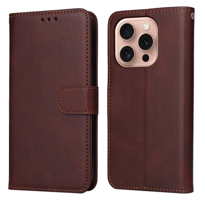 For iPhone 16 Pro Classic Calf Texture Flip Leather Phone Case(Brown) - iPhone 16 Pro Cases by buy2fix | Online Shopping UK | buy2fix