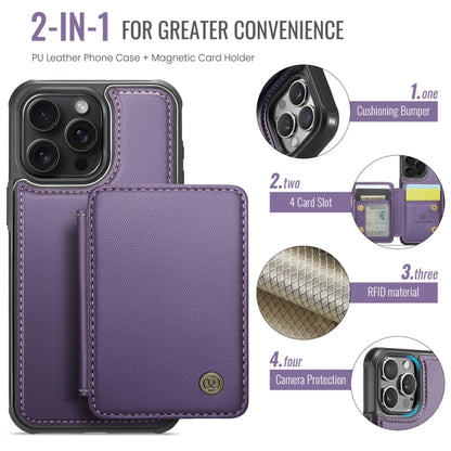 For iPhone 15 Pro Max JEEHOOD J05 Business Magnetic Style RFID Leather Phone Case(Purple) - iPhone 15 Pro Max Cases by JEEHOOD | Online Shopping UK | buy2fix