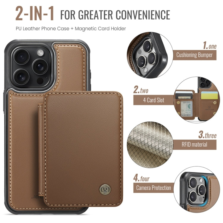 For iPhone 16 Pro JEEHOOD J05 Business Magnetic Style RFID Leather Phone Case(Brown) - iPhone 16 Pro Cases by JEEHOOD | Online Shopping UK | buy2fix