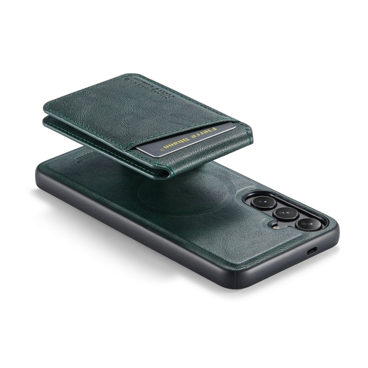 For Samsung Galaxy S24+ 5G Fierre Shann Cowhide Vertical Flip Magnetic Card Holder Phone Case(Green) - Galaxy S24+ 5G Cases by FIERRE SHANN | Online Shopping UK | buy2fix