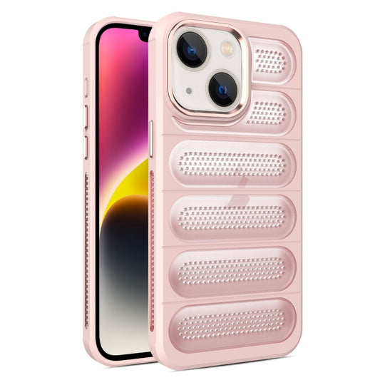 For iPhone 14 Plus Cooling Armor Translucent Mesh Breathable Phone Case(Pink) - iPhone 14 Plus Cases by buy2fix | Online Shopping UK | buy2fix