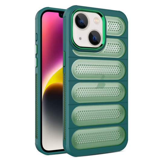 For iPhone 14 Plus Cooling Armor Translucent Mesh Breathable Phone Case(Green) - iPhone 14 Plus Cases by buy2fix | Online Shopping UK | buy2fix