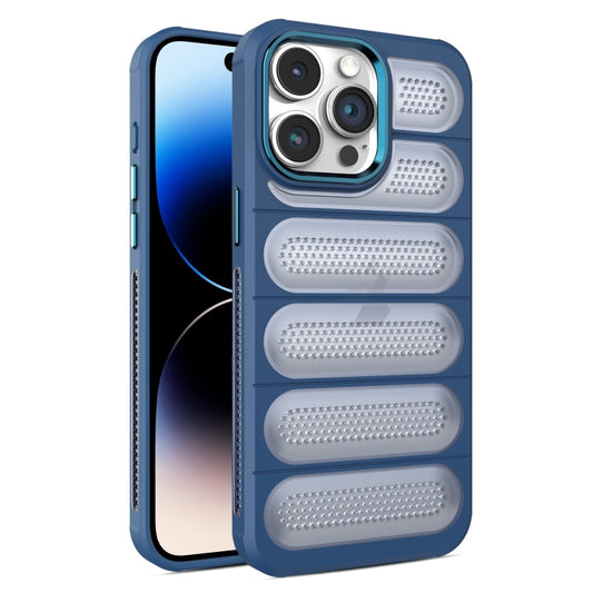 For iPhone 14 Pro Max Cooling Armor Translucent Mesh Breathable Phone Case(Blue) - iPhone 14 Pro Max Cases by buy2fix | Online Shopping UK | buy2fix