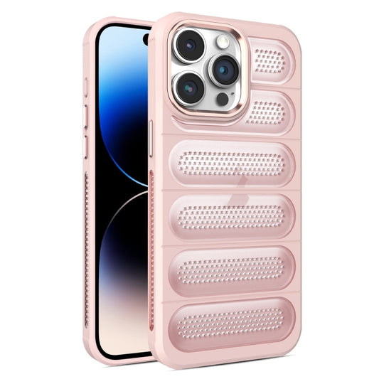 For iPhone 14 Pro Max Cooling Armor Translucent Mesh Breathable Phone Case(Pink) - iPhone 14 Pro Max Cases by buy2fix | Online Shopping UK | buy2fix