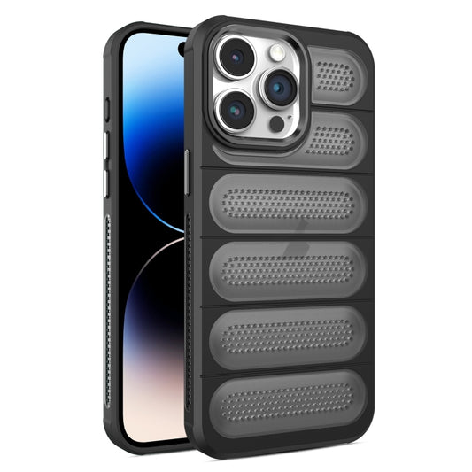 For iPhone 14 Pro Max Cooling Armor Translucent Mesh Breathable Phone Case(Black) - iPhone 14 Pro Max Cases by buy2fix | Online Shopping UK | buy2fix