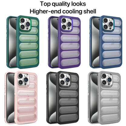 For iPhone 15 Cooling Armor Translucent Mesh Breathable Phone Case(Grey) - iPhone 15 Cases by buy2fix | Online Shopping UK | buy2fix