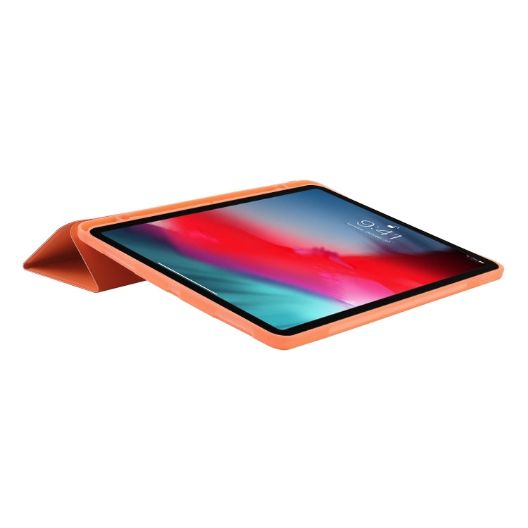 For iPad Pro 13 2024 Skin Feel Tri-fold Leather Tablet Case with Pen Slot(Orange) - iPad Pro 13 2024 Cases by buy2fix | Online Shopping UK | buy2fix