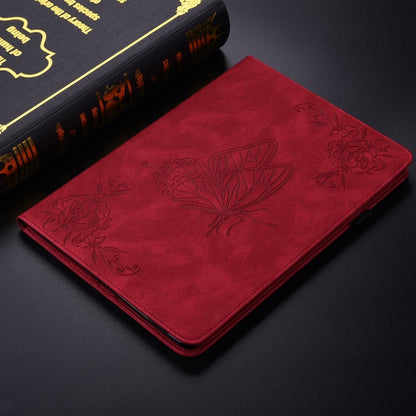 For iPad Pro 11 2024 Butterfly Flower Embossed Leather Tablet Case(Red) - iPad Pro 11 2024 Cases by buy2fix | Online Shopping UK | buy2fix