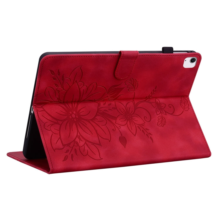 For iPad Air 11 2025 / 2024 Lily Embossed Leather Smart Tablet Case(Red) - iPad Air 11 2025 / 2024 Cases by buy2fix | Online Shopping UK | buy2fix