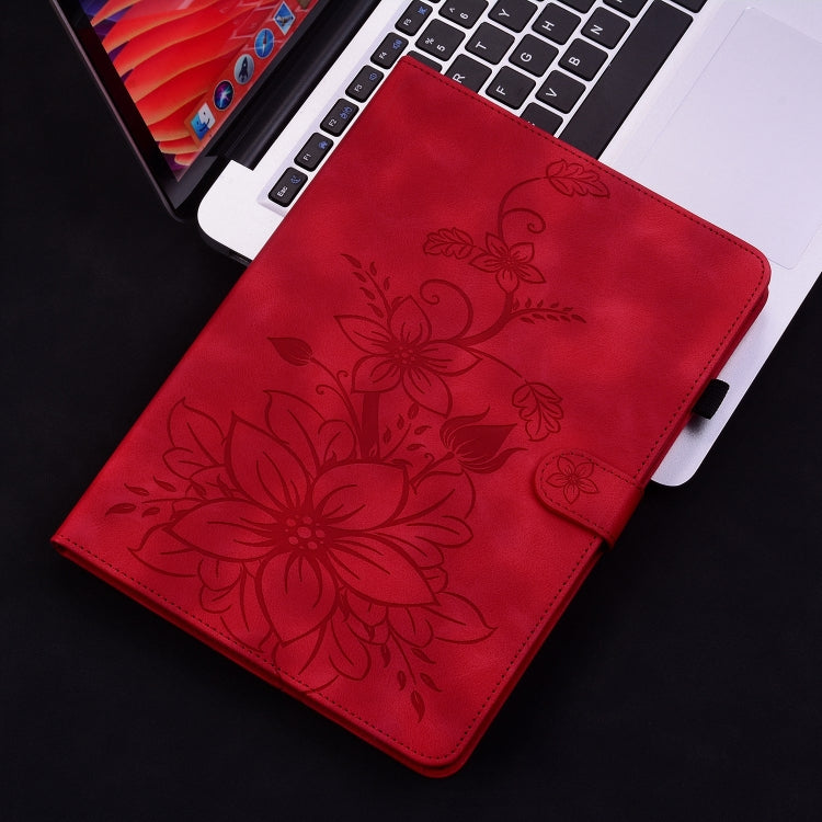 For iPad Pro 11 2024 Lily Embossed Leather Smart Tablet Case(Red) - iPad Pro 11 2024 Cases by buy2fix | Online Shopping UK | buy2fix