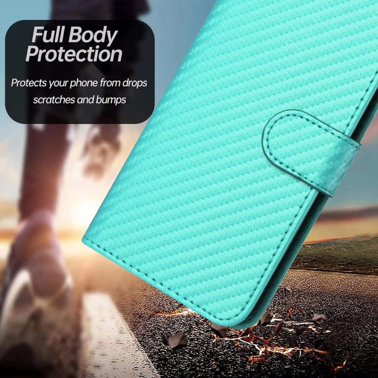 For iPhone 16 Pro Max YX0070 Carbon Fiber Buckle Leather Phone Case with Lanyard(Light Blue) - iPhone 16 Pro Max Cases by buy2fix | Online Shopping UK | buy2fix