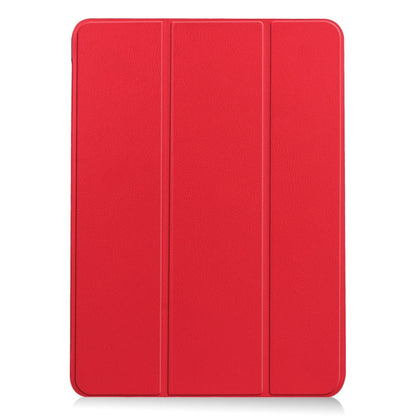 For iPad Air 13 2024 Custer Pure Color 3-Fold Holder Smart Leather Tablet Case(Red) - iPad Air 13 2024 Cases by buy2fix | Online Shopping UK | buy2fix