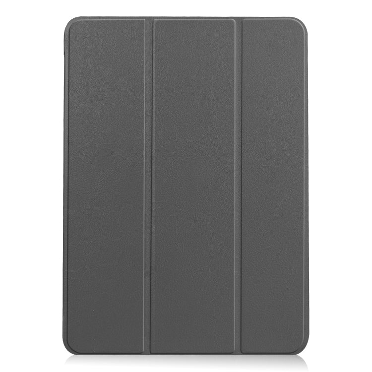 For iPad Air 13 2024 Custer Pure Color 3-Fold Holder Smart Leather Tablet Case(Grey) - iPad Air 13 2024 Cases by buy2fix | Online Shopping UK | buy2fix