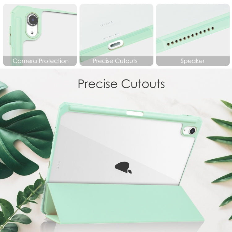 For iPad Air 11 2024 Pure Color 3-fold Clear TPU Smart Leather Tablet Case(Mint Green) - iPad Air 11 2024 Cases by buy2fix | Online Shopping UK | buy2fix